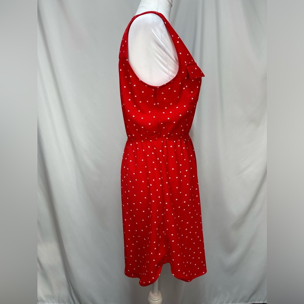 Monteau Los Angeles red polka dot sleeveless V-neck mini dress size M - Picture 7 of 16